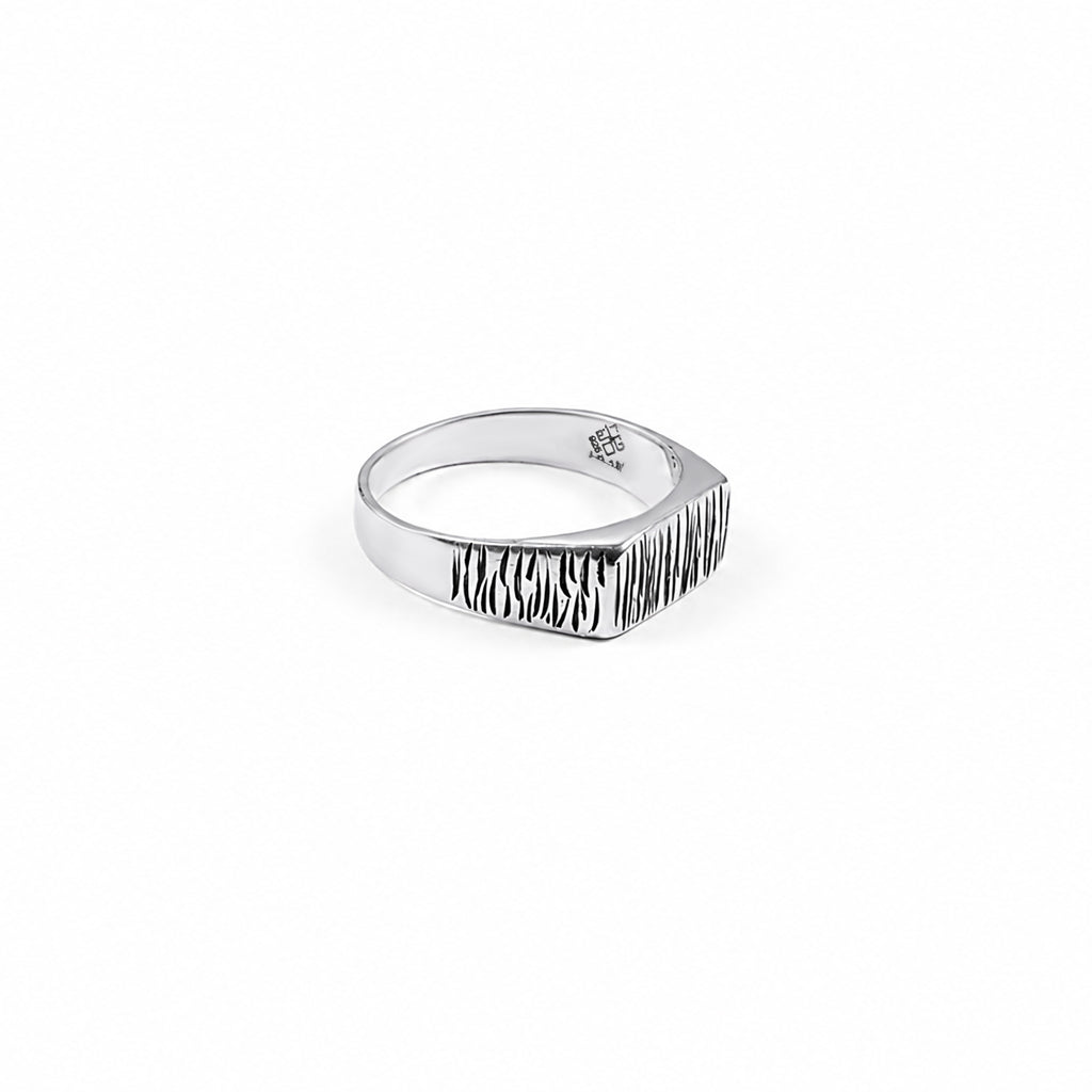 Hand Engraved Oxidized Silver Ring