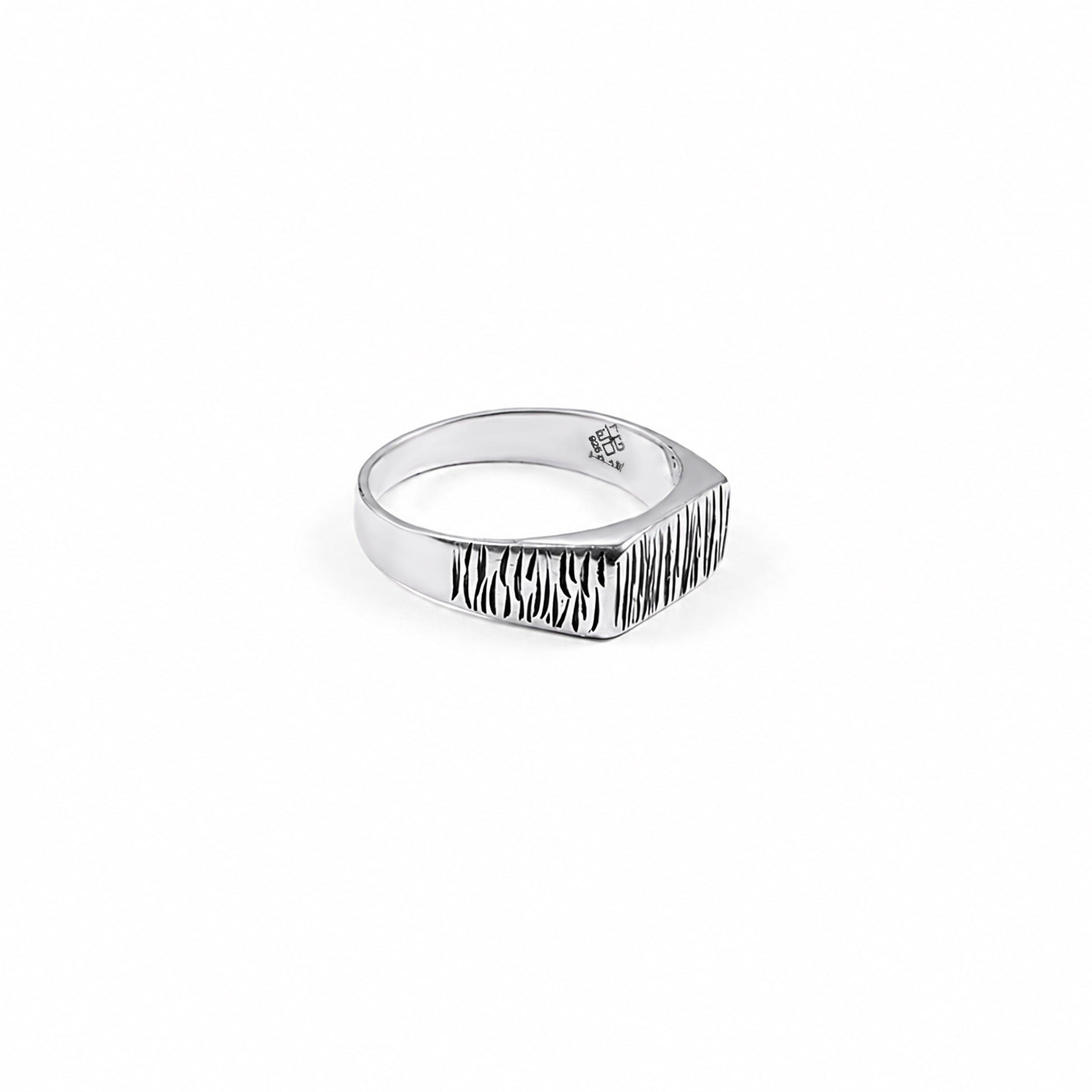 Hand Engraved Oxidized Silver Ring