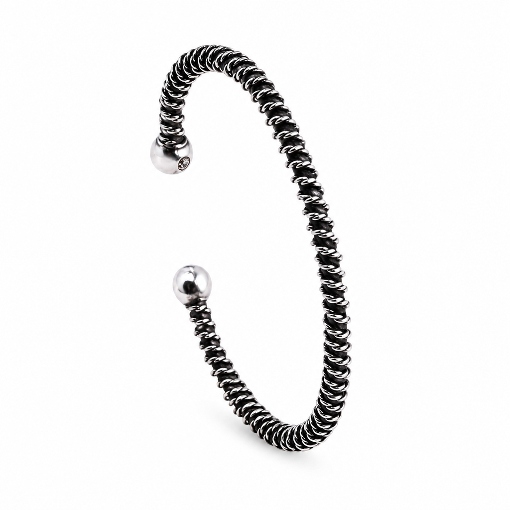 Twisted Oxidized Silver Bangle