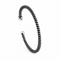 Twisted Oxidized Silver Bangle