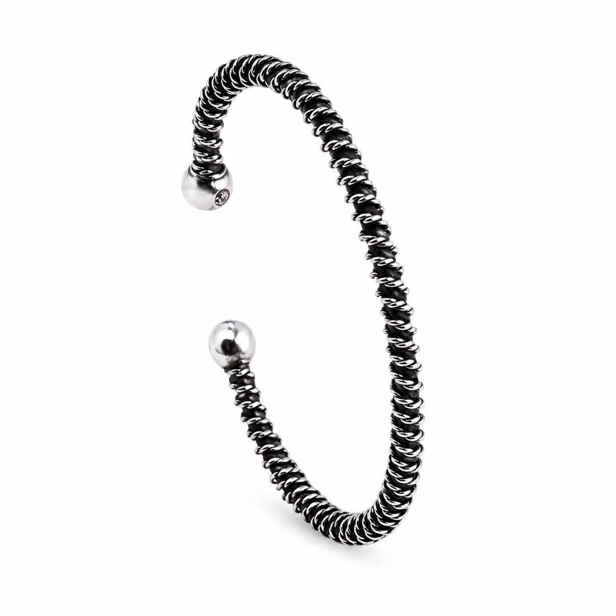 Twisted Oxidized Silver Bangle