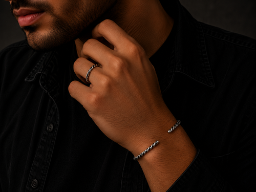Classic Oxidized Silver Bangle