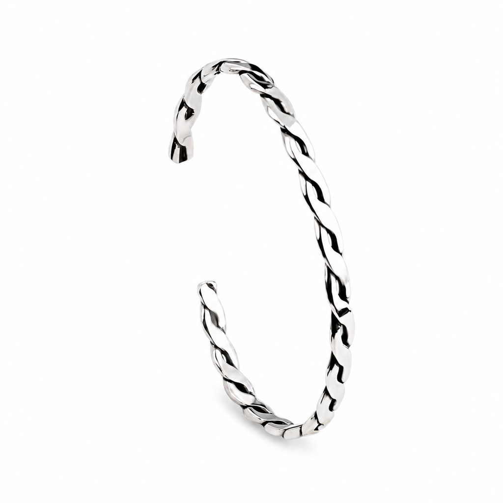 Braided Oxidized Silver Bangle