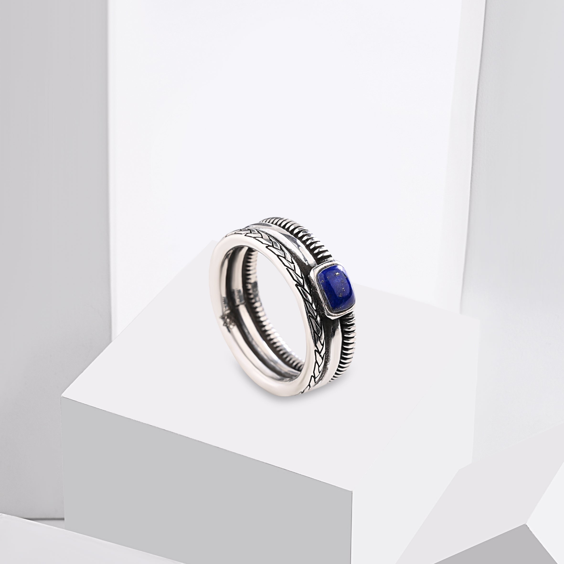 Triple Layer Lapis Lazuli Ring