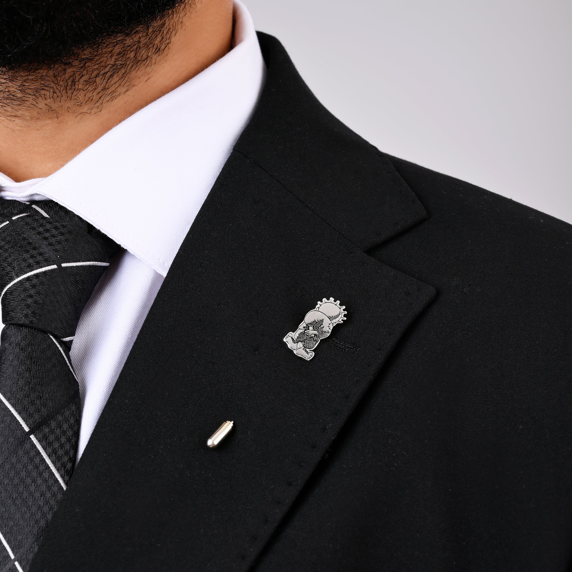 Crossed Back Silver Lapel Pin