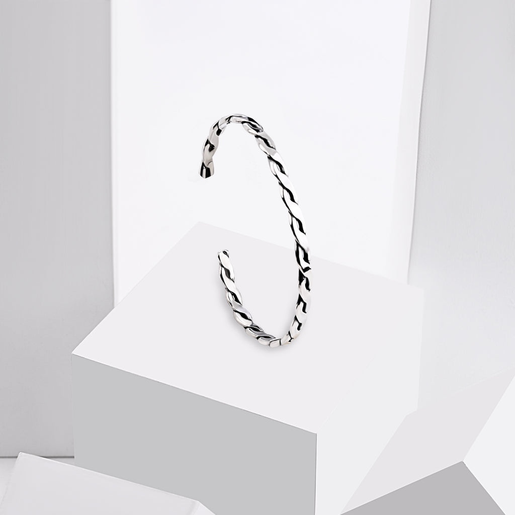 Braided Oxidized Silver Bangle