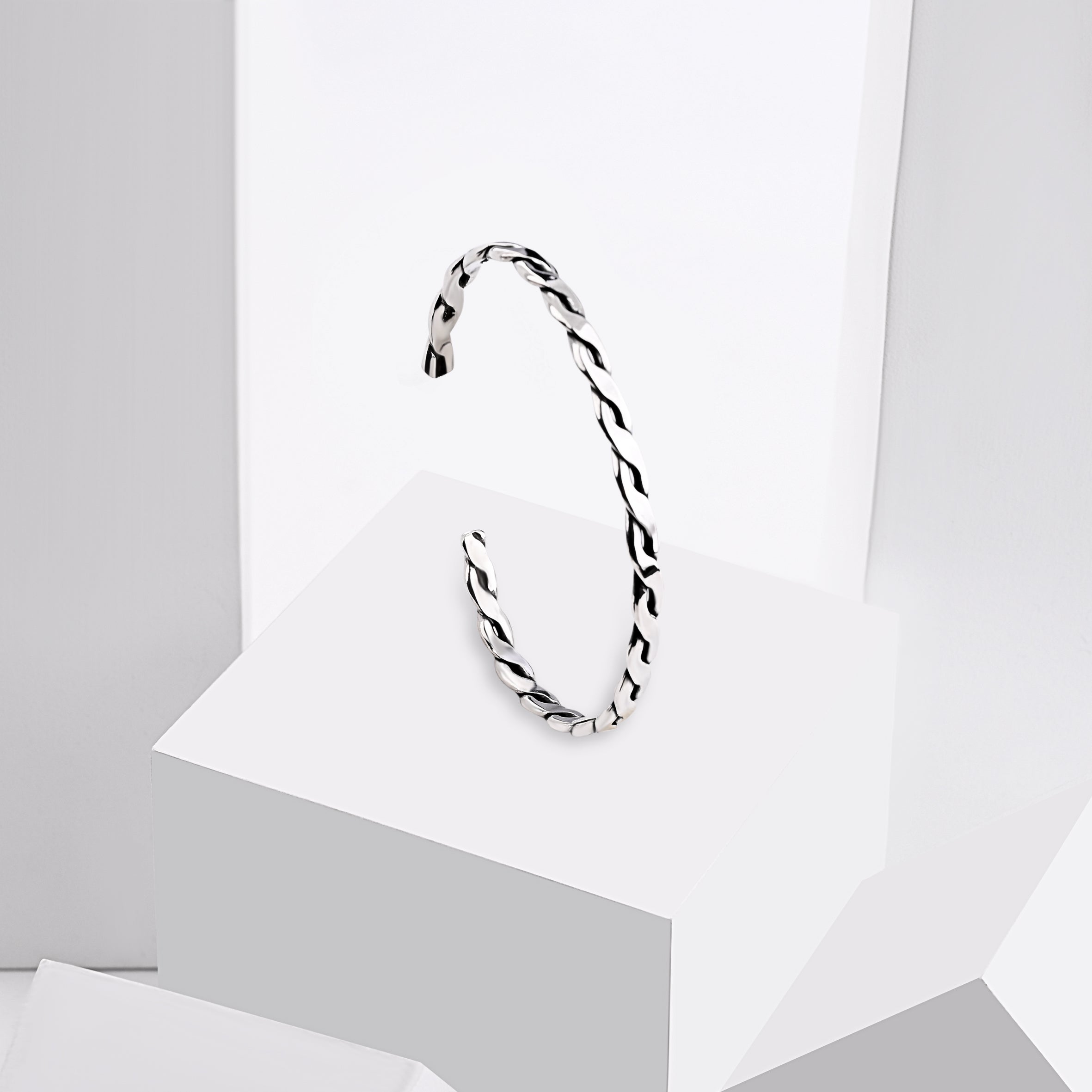 Braided Oxidized Silver Bangle
