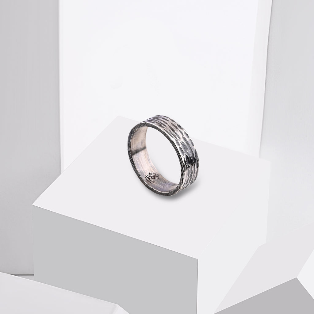 Handmade Oxidized Engraved Couple Rings