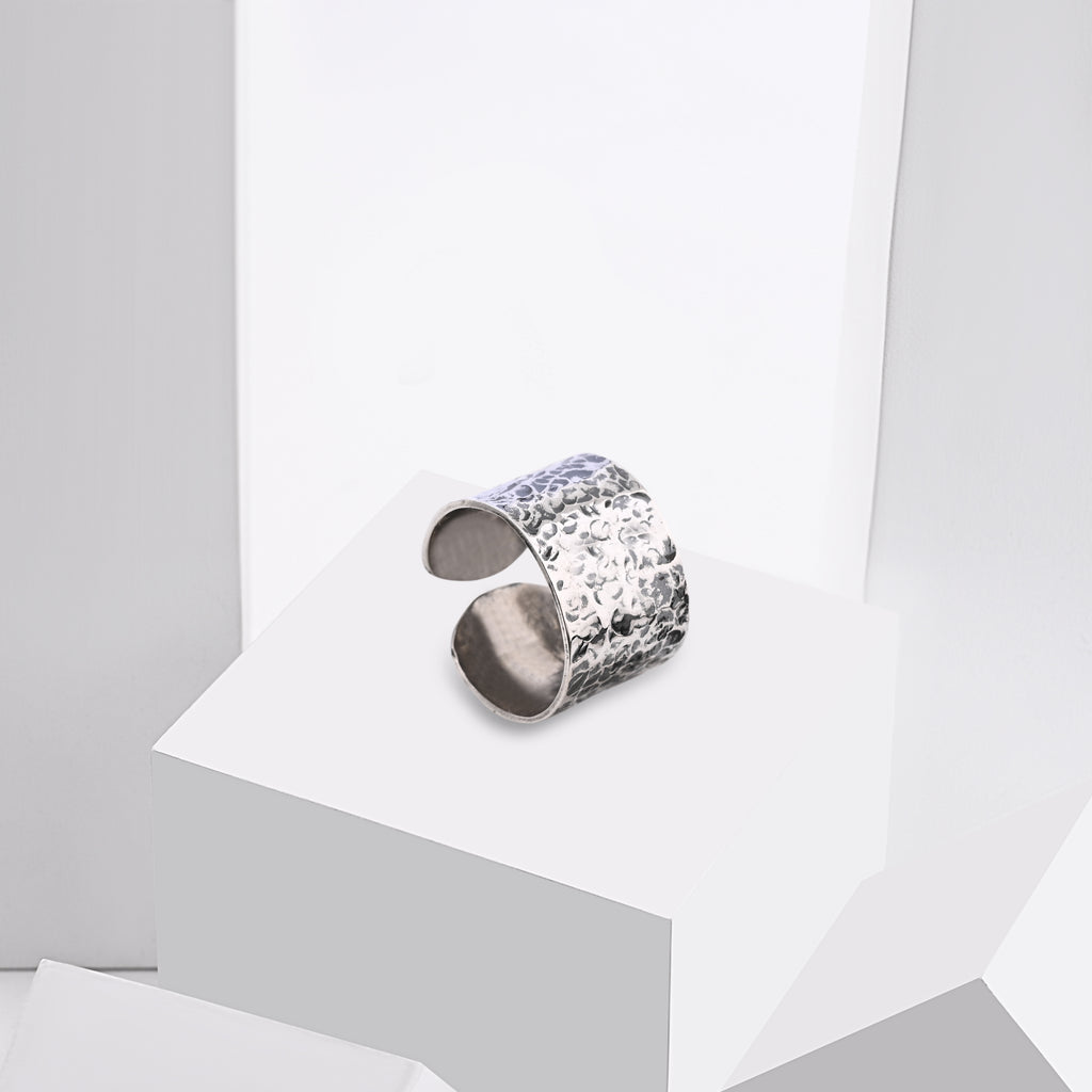 Hand-Hammered Oxidized Silver Ring