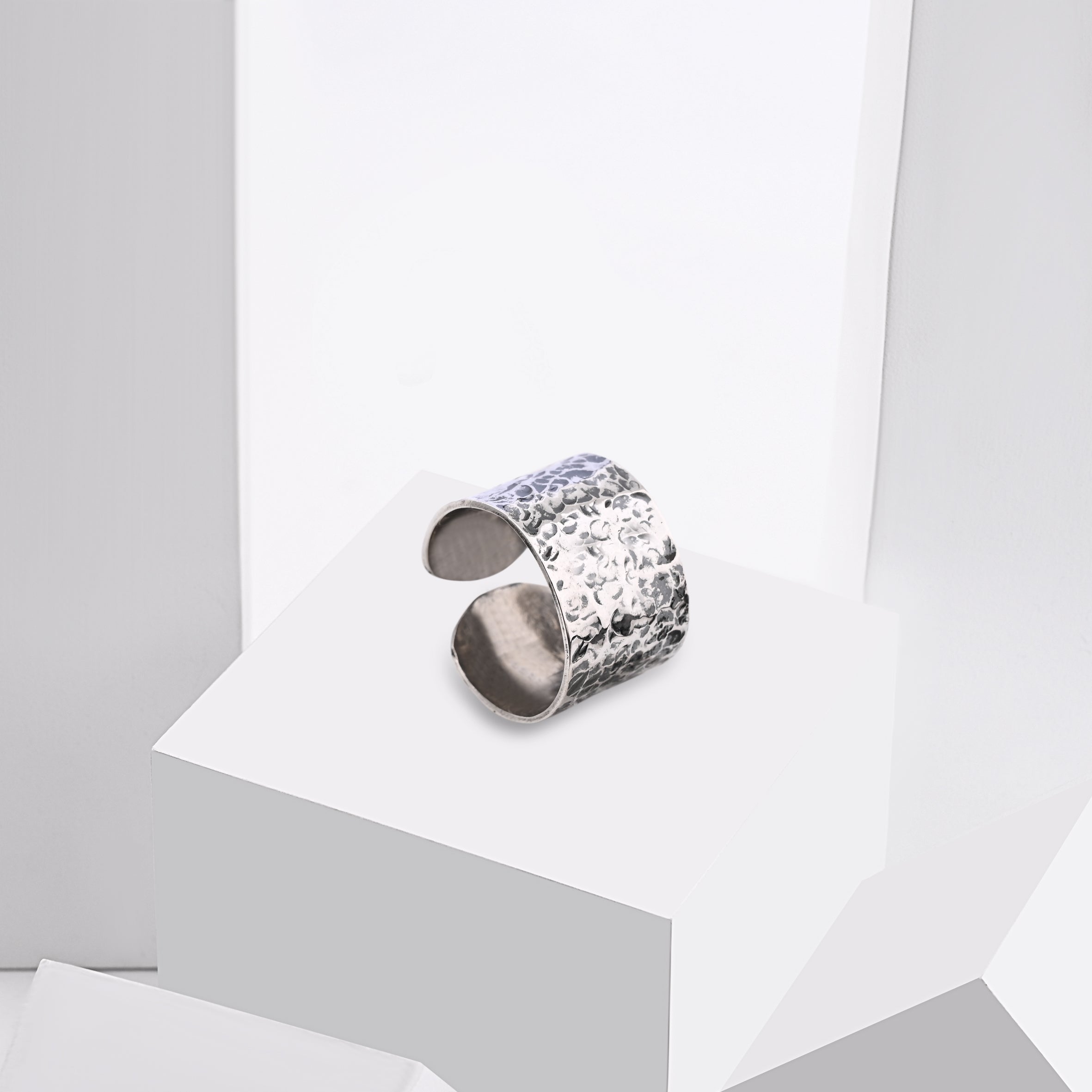Hand-Hammered Oxidized Silver Ring