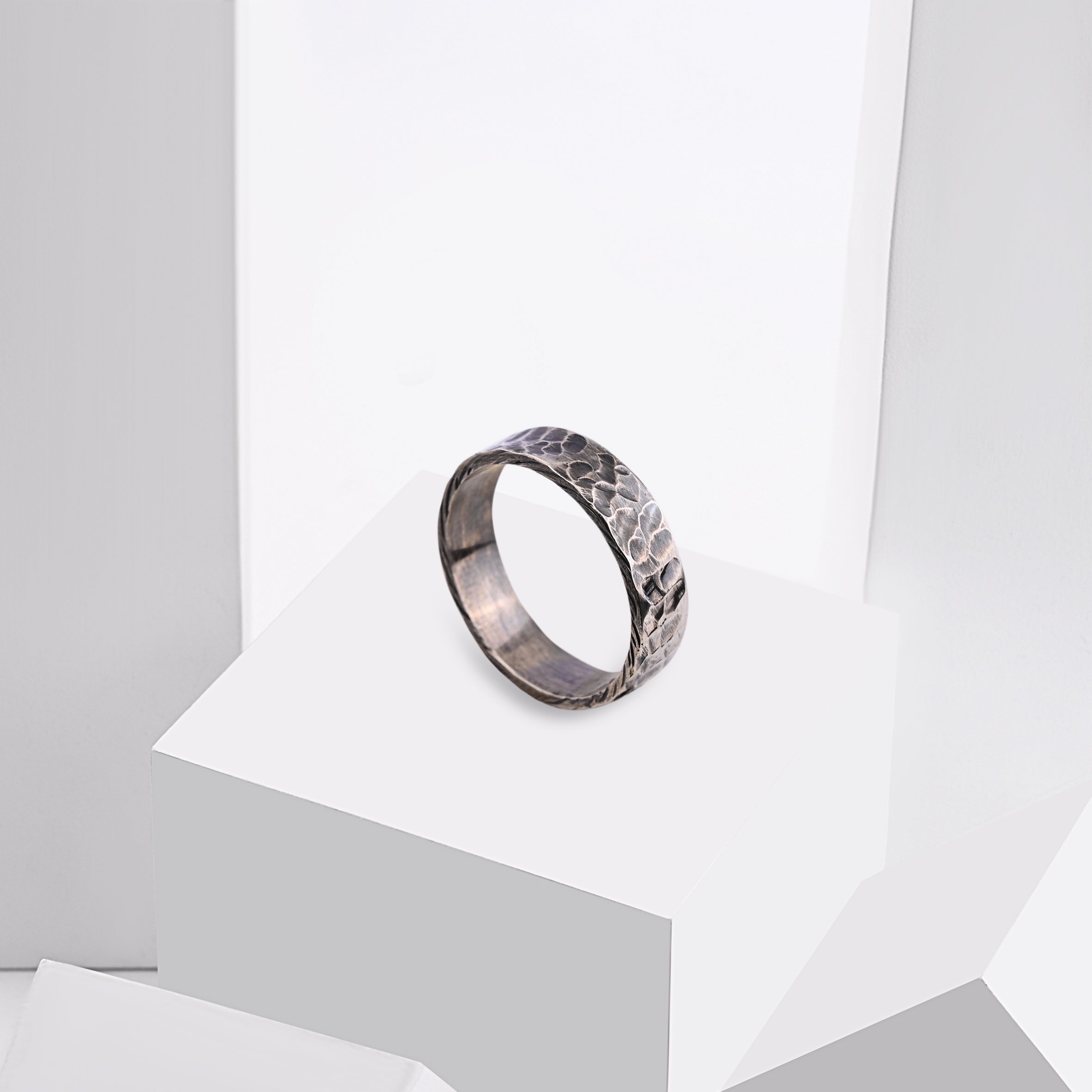 Handmade Oxidized Engraved Couple Rings