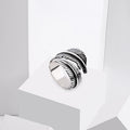 Oxidized Feather Silver Ring