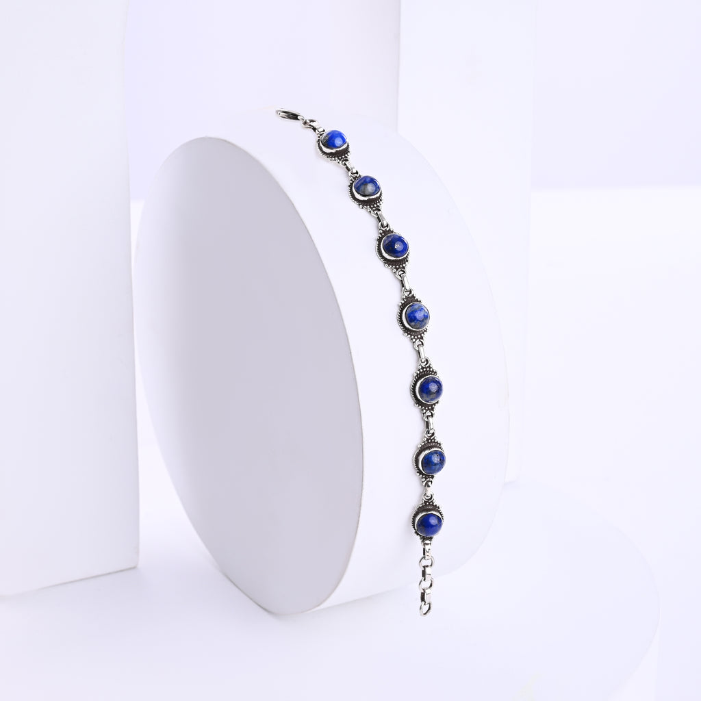 Oxidized Lapis Lazuli Bracelet