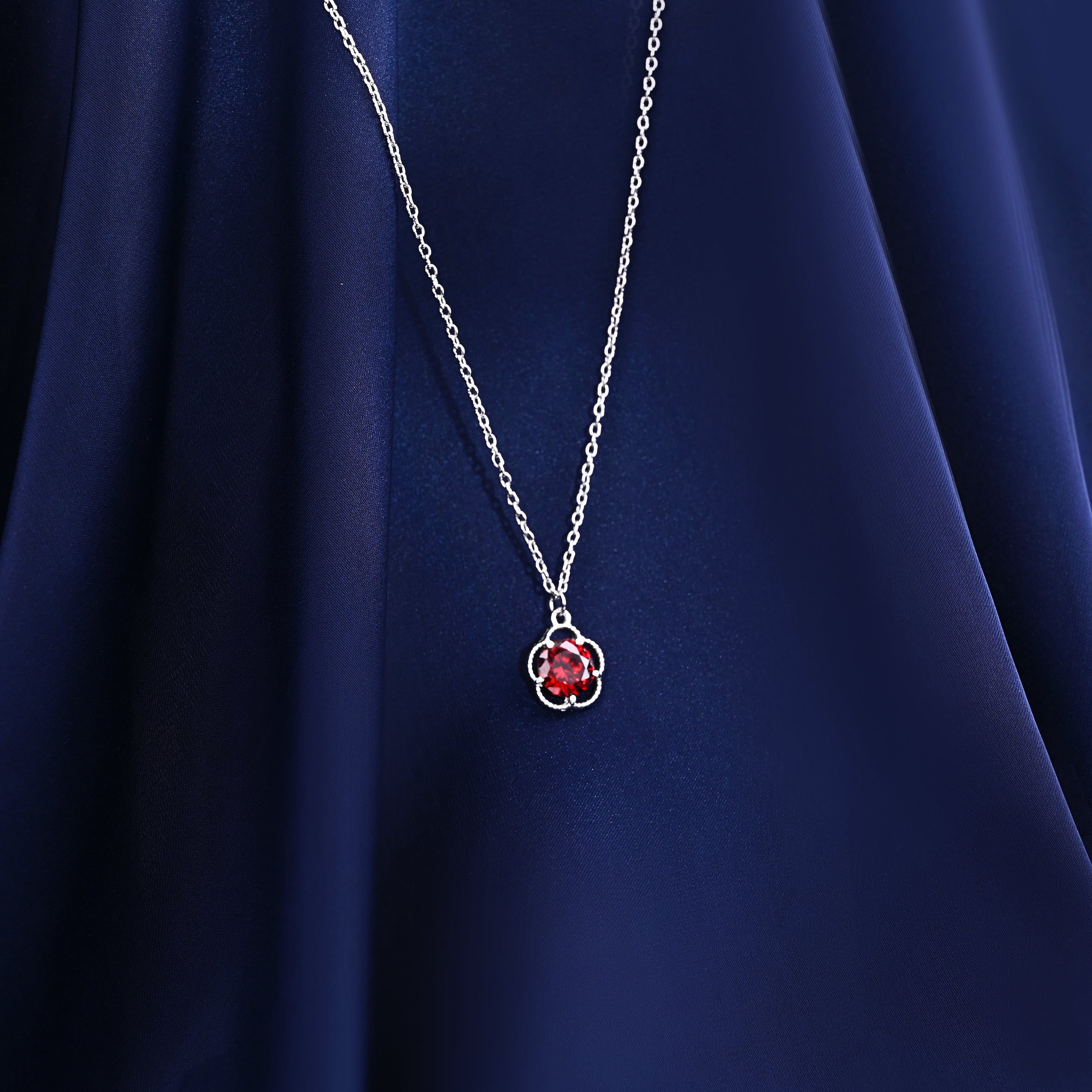 Red Rose Silver Necklace