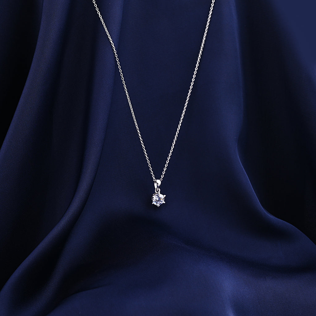 Single Stone Silver Necklace