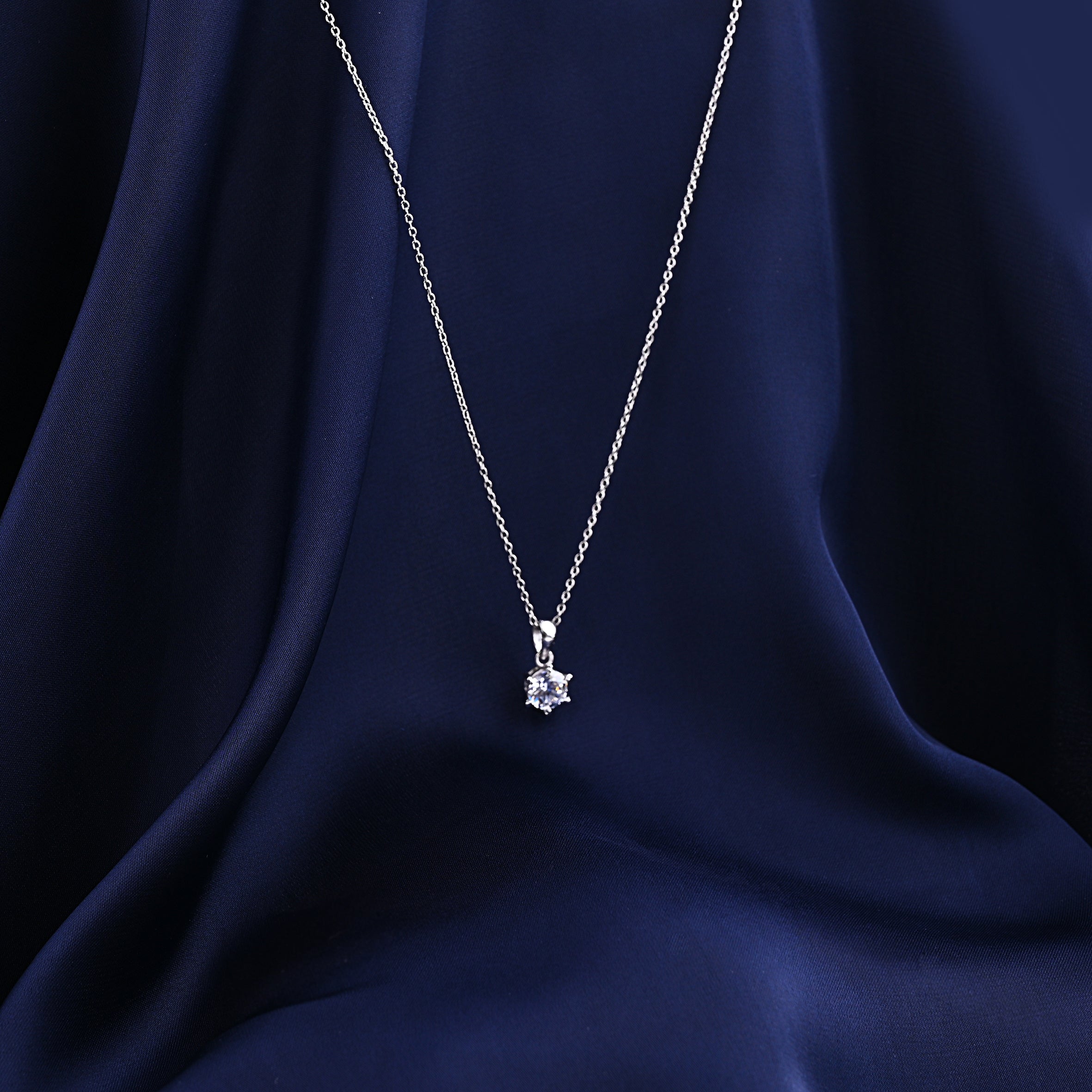 Single Stone Silver Necklace