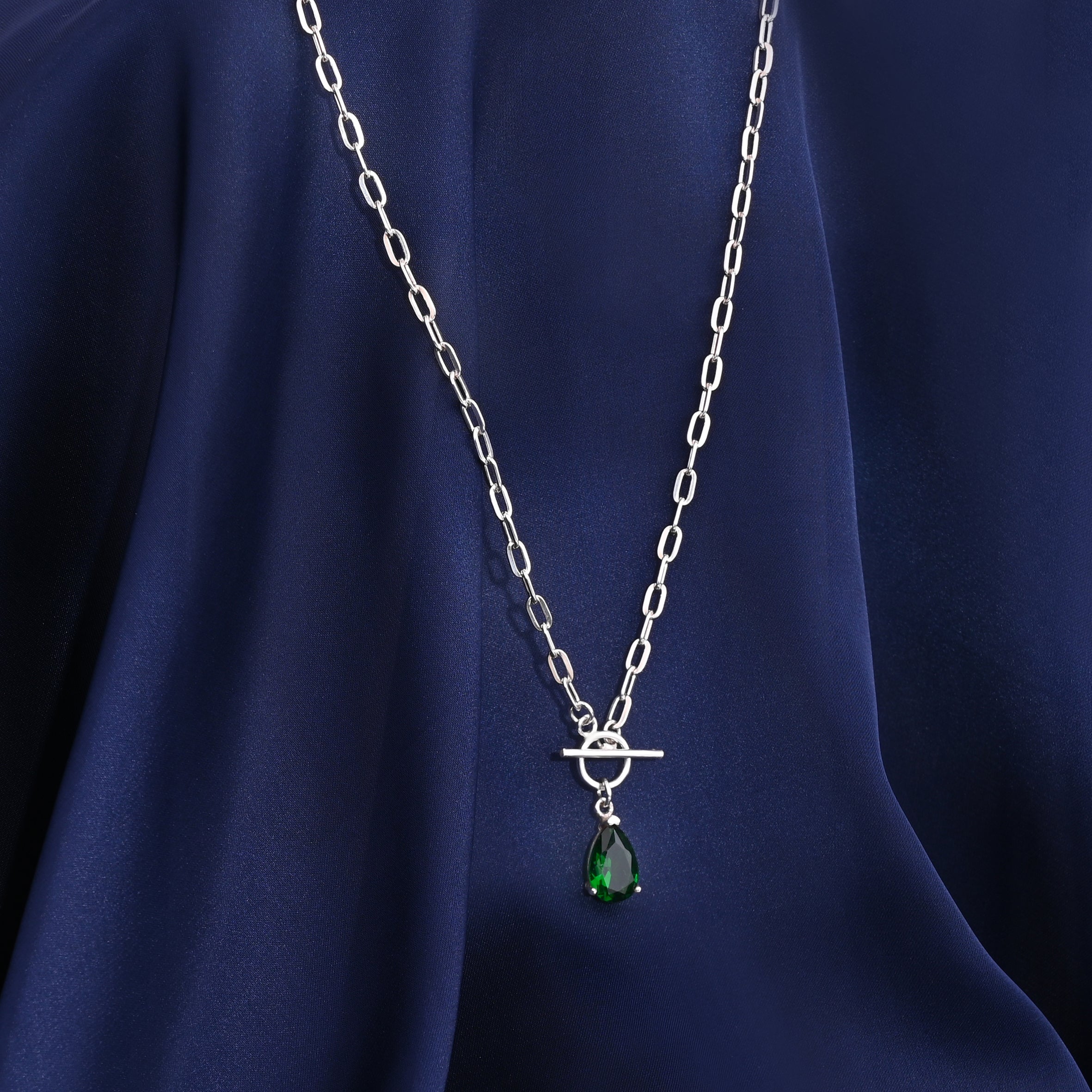 Green Stone Silver Necklace