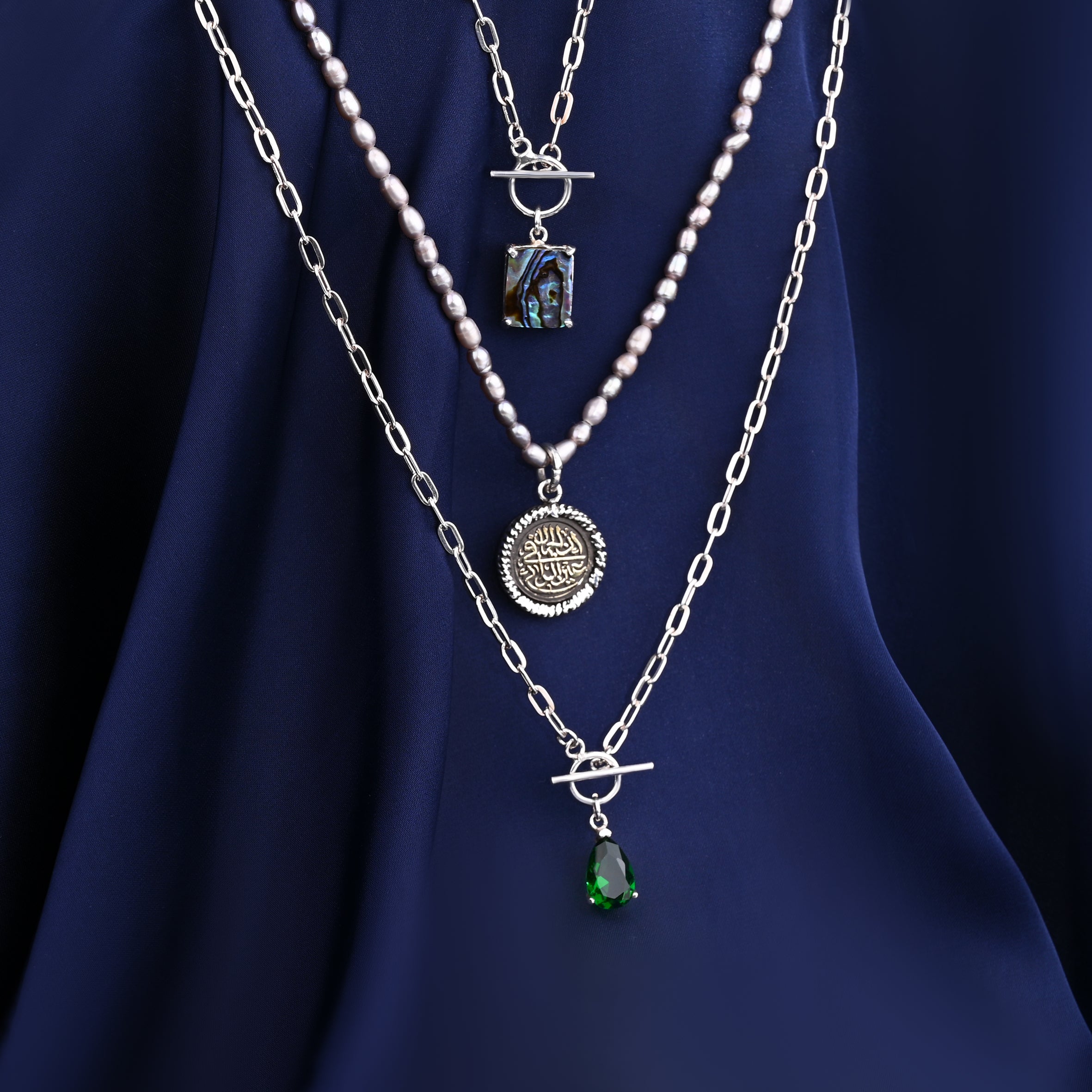 Green Stone Silver Necklace
