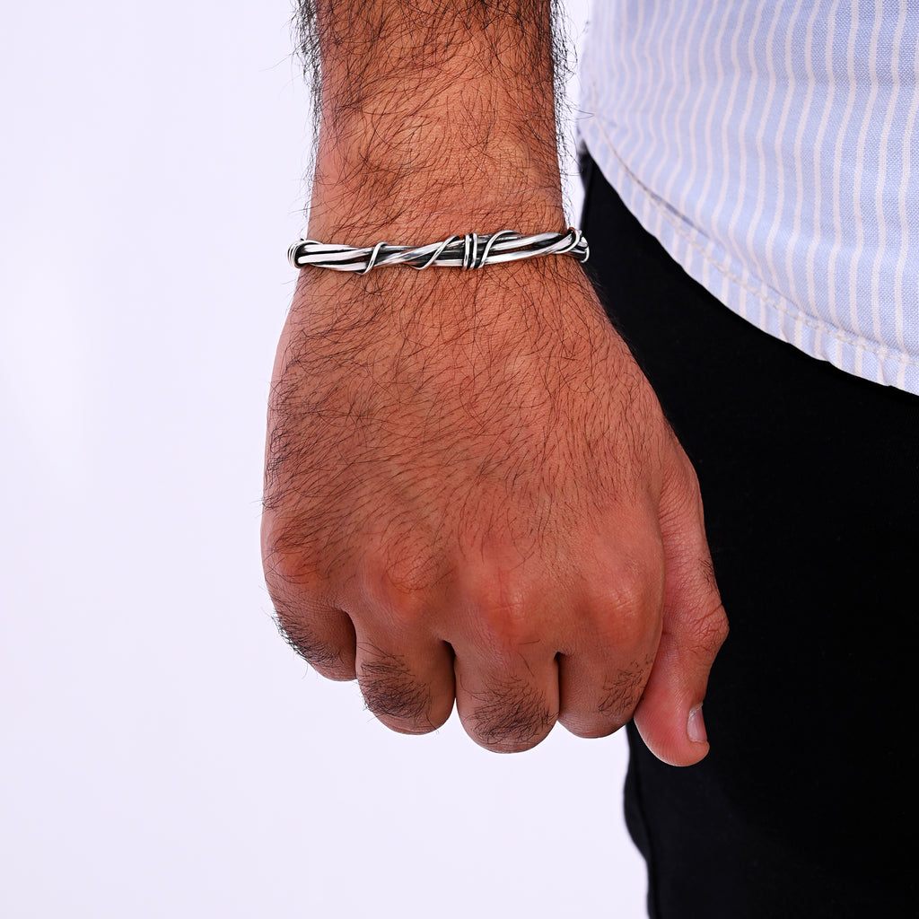 Unique Handmade Oxidized Silver Bangle