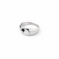 Engraved Zircon Silver Ring