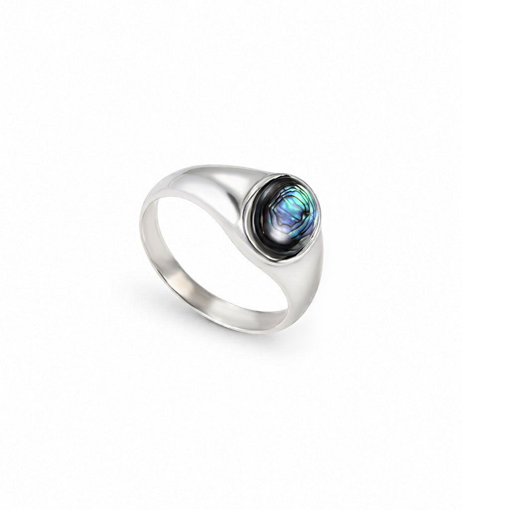 Arab style men's ring 925 peacock seashell stone
