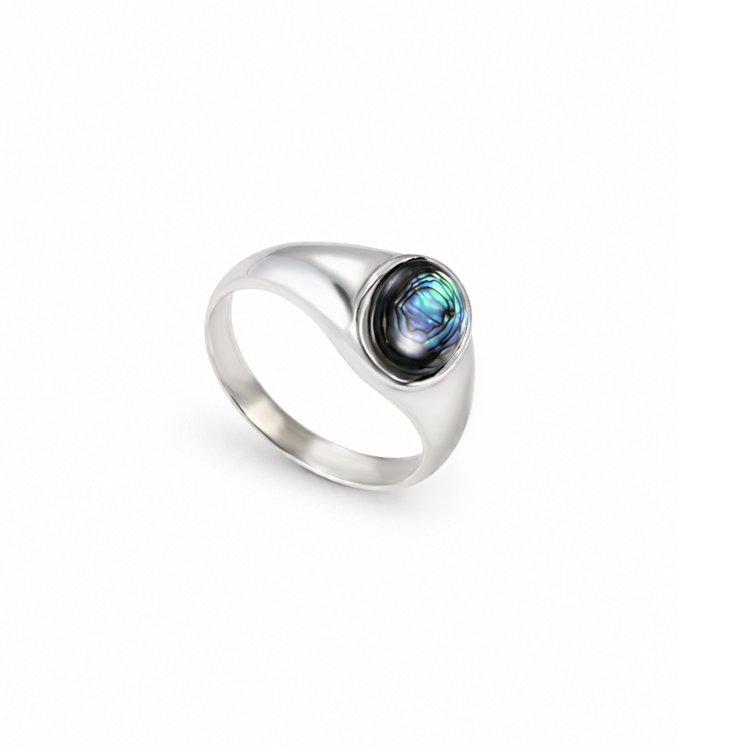 Arab style men's ring 925 peacock seashell stone