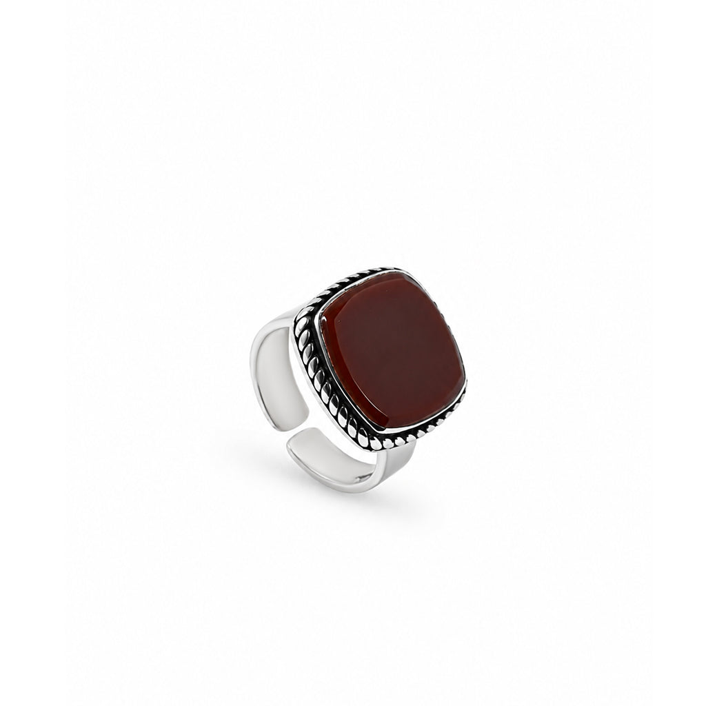 Silver 925 agate stone ring