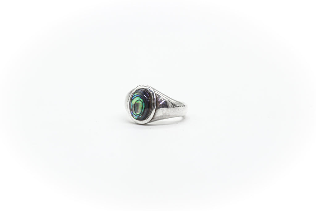Arab style men's ring 925 peacock seashell stone