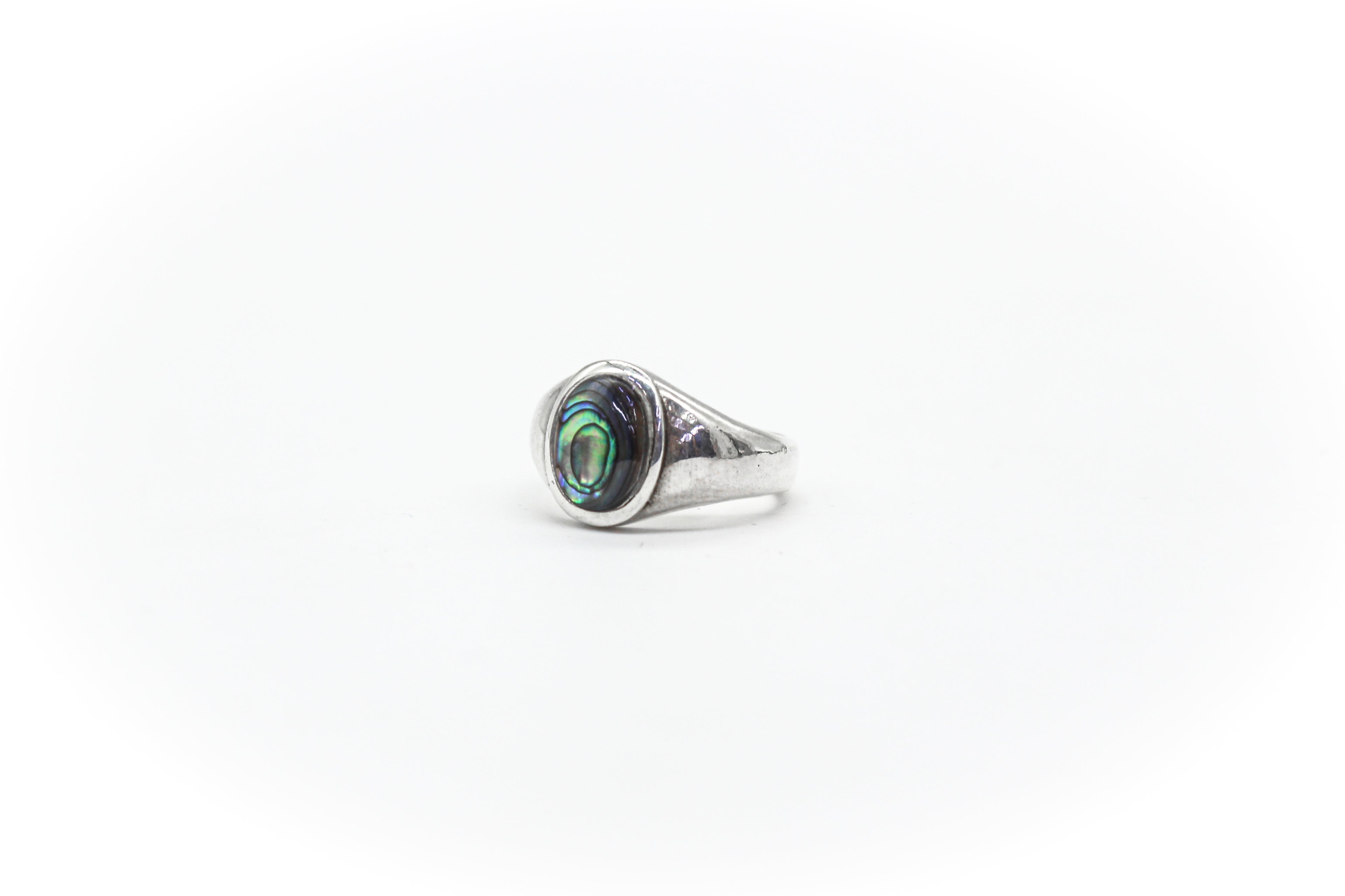 Arab style men's ring 925 peacock seashell stone