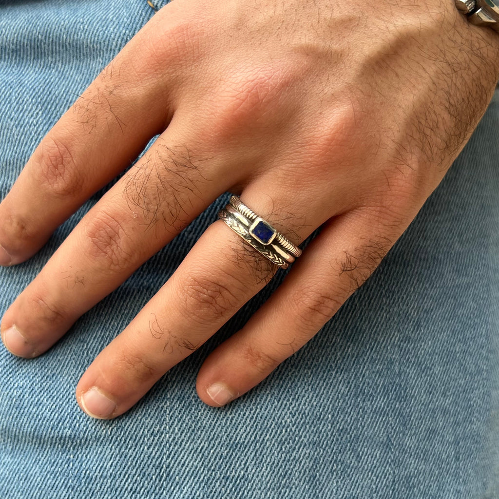 Triple Layer Lapis Lazuli Ring