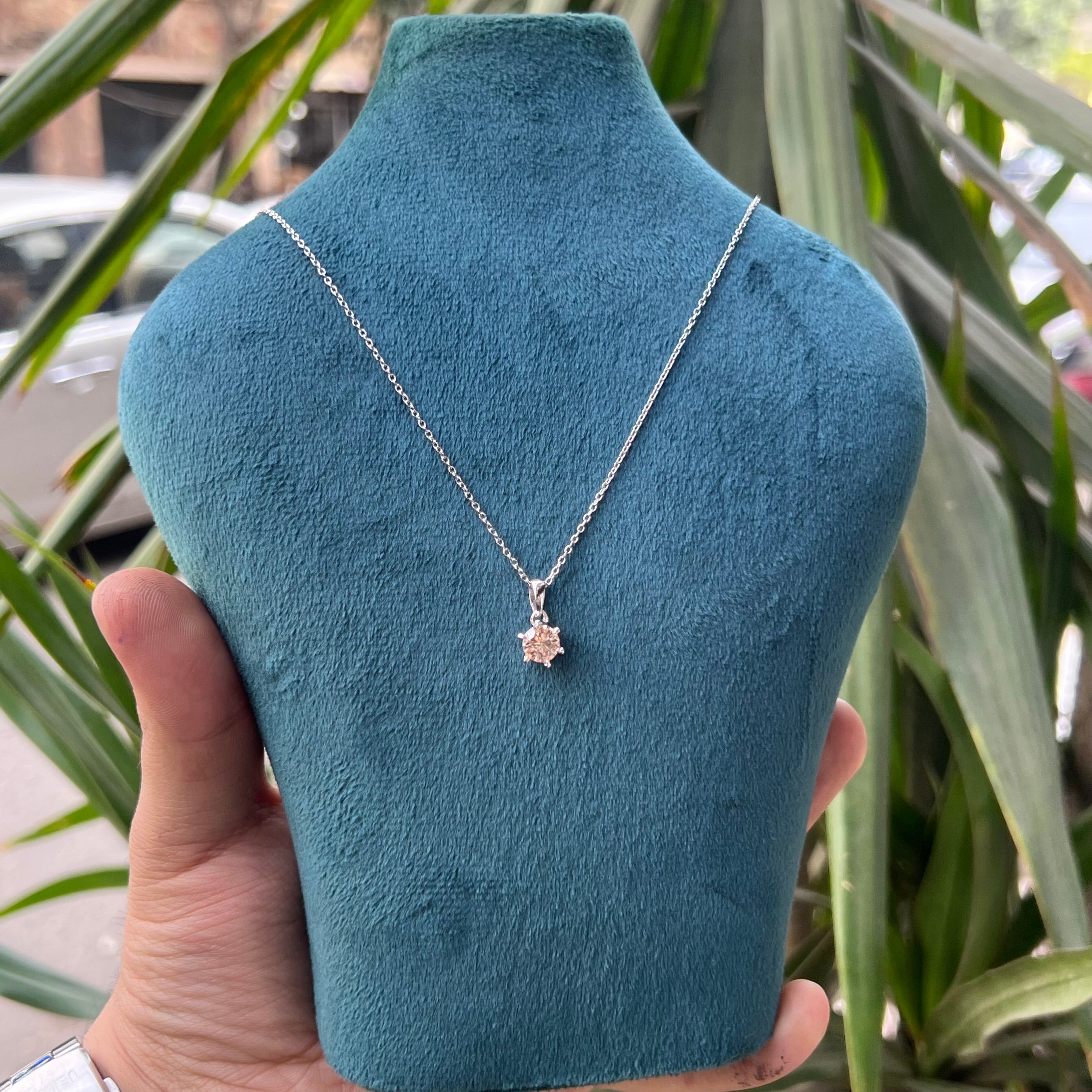 Single Stone Silver Necklace