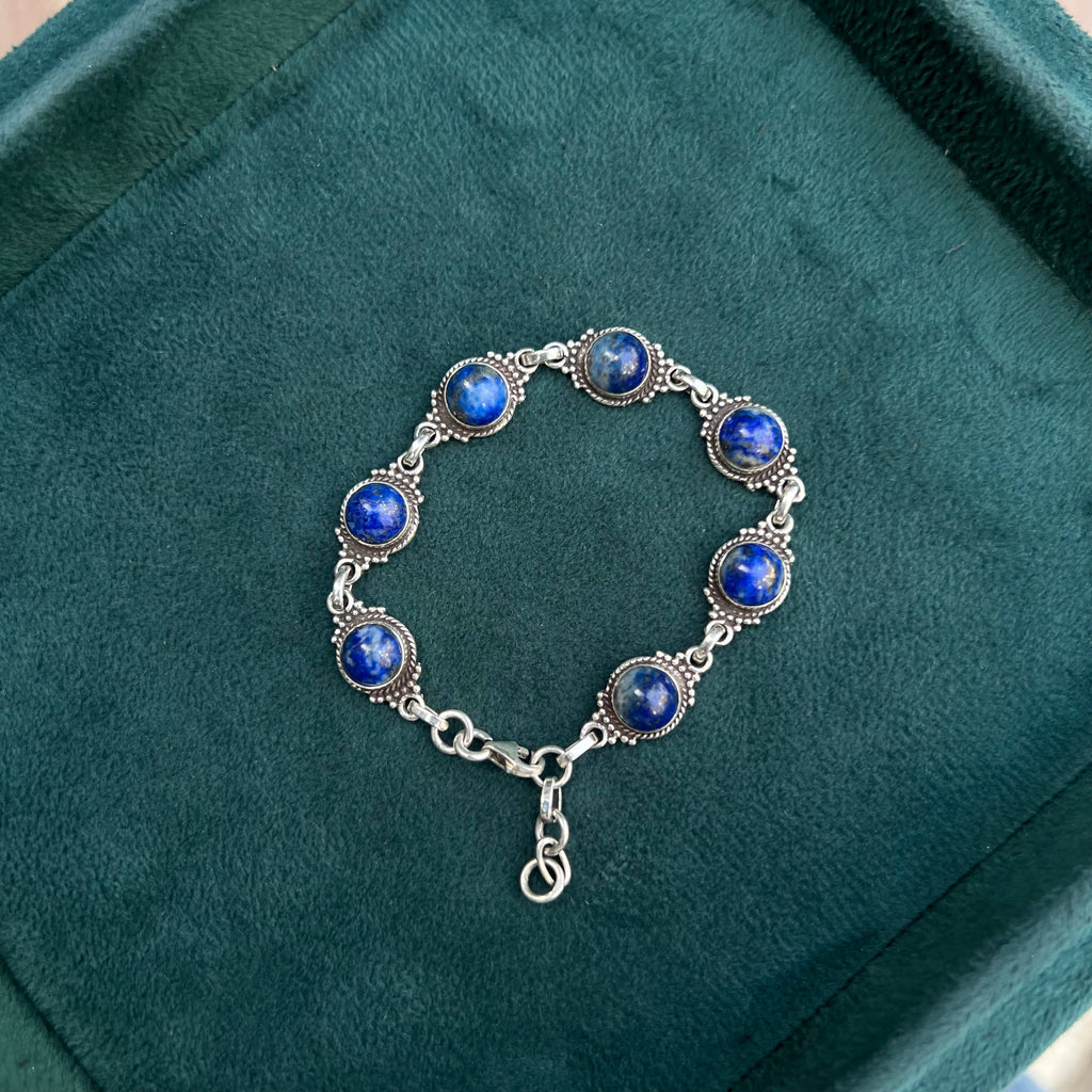 Oxidized Lapis Lazuli Bracelet