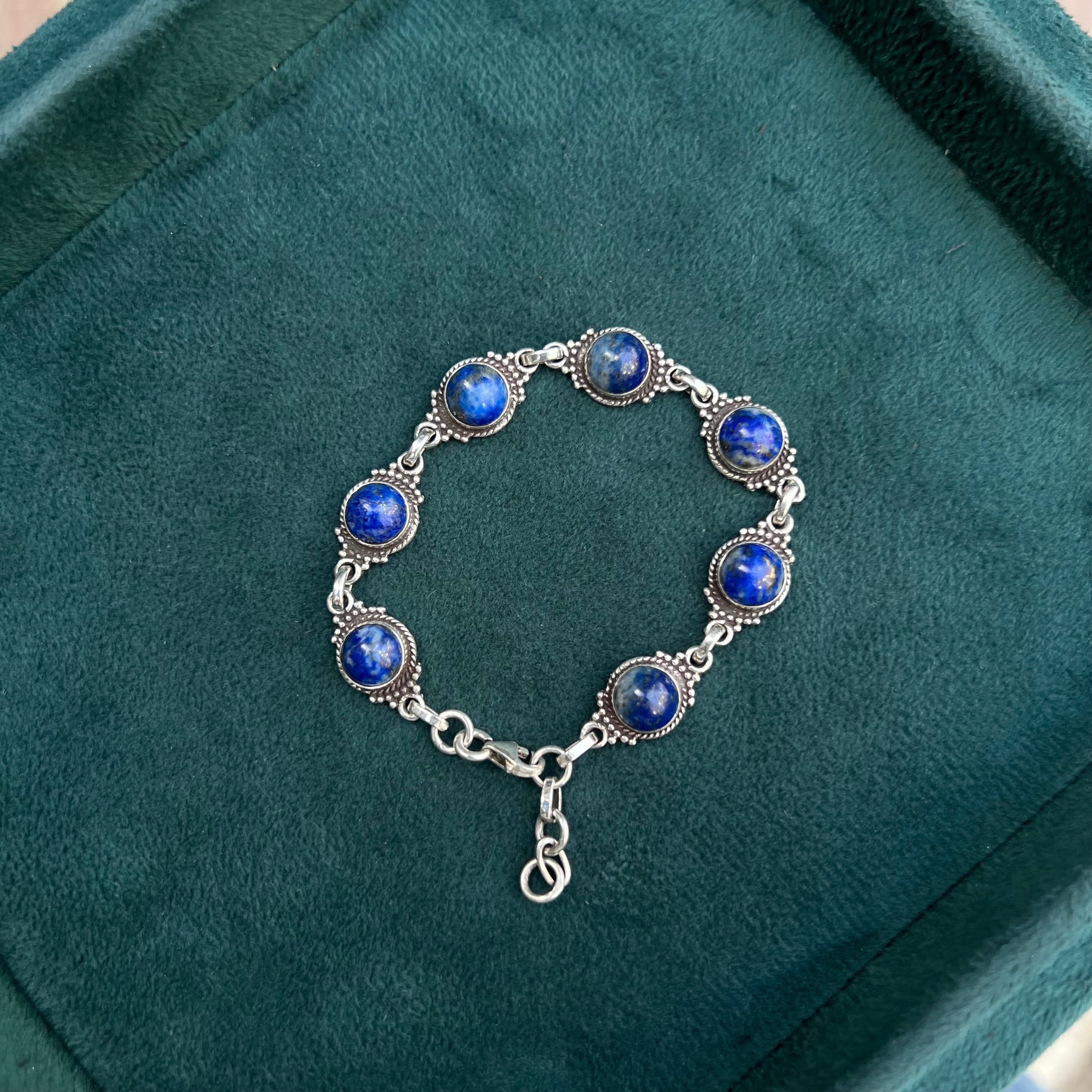 Oxidized Lapis Lazuli Bracelet