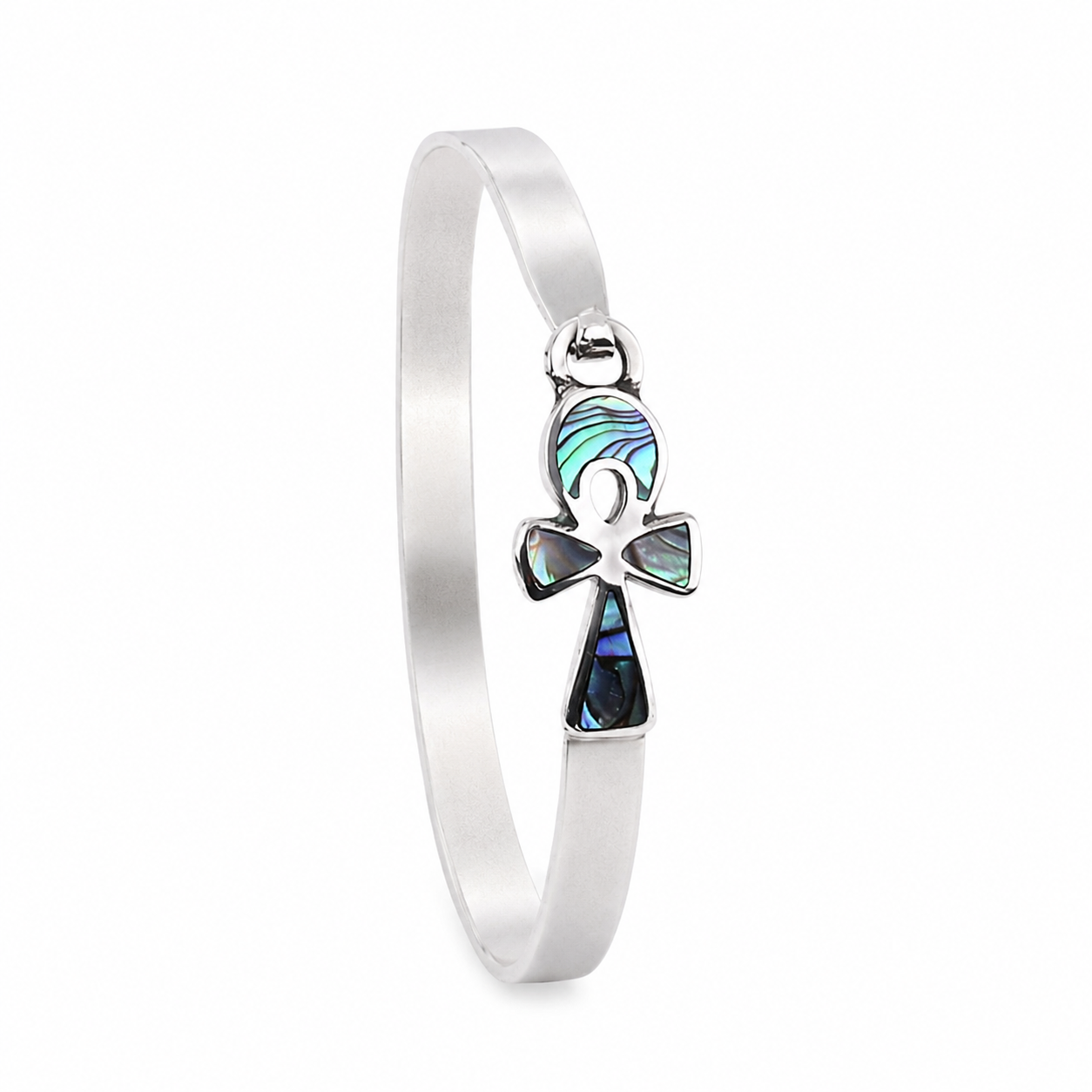 Ankh Shell Charm Open Bangle