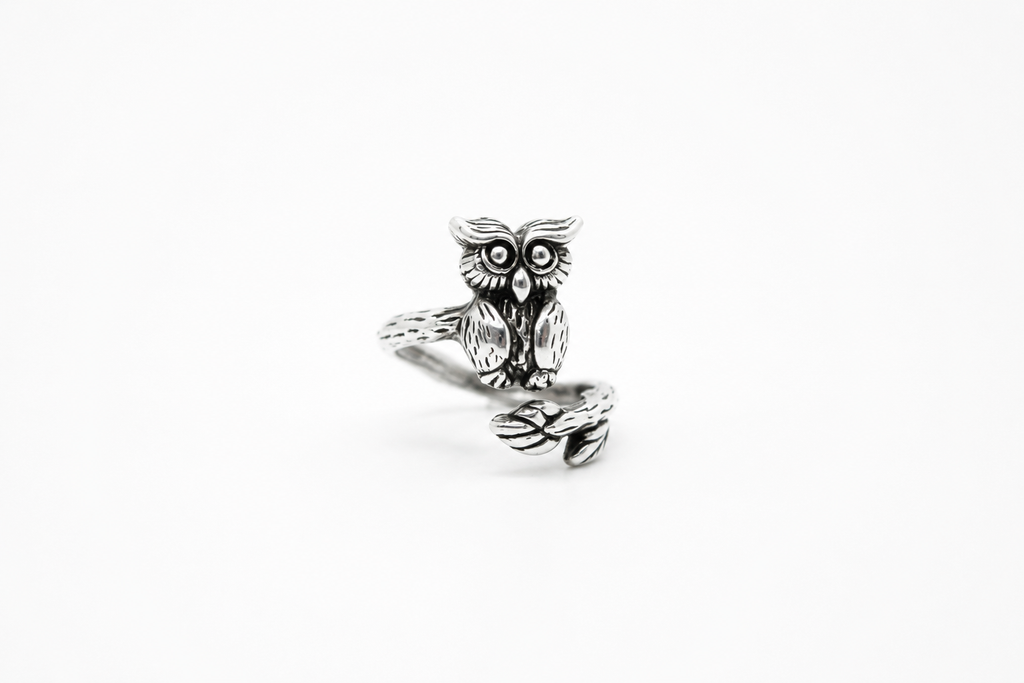 Indian style owl ring 925
