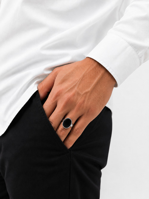 925 silver onyx stone ring