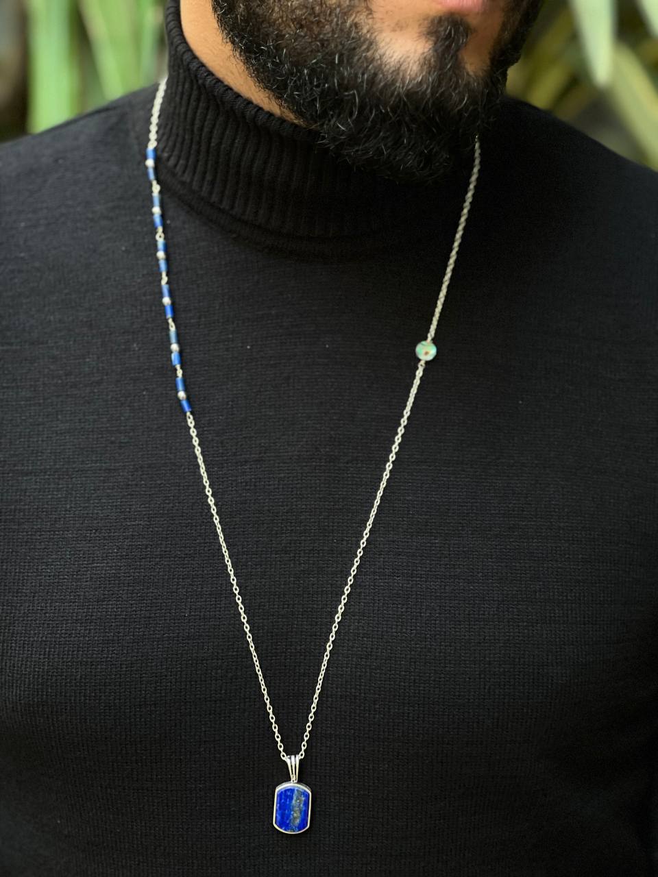 Necklace lapis lazuli stone chain