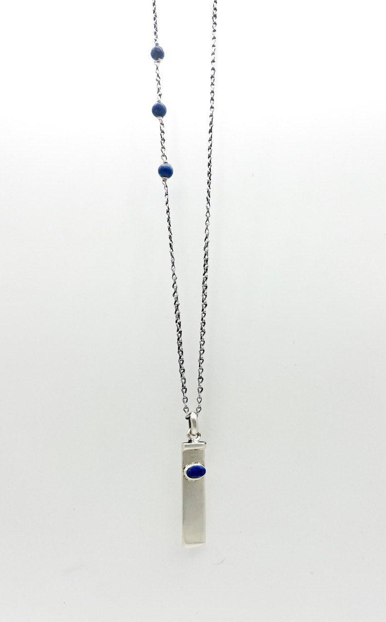 Necklace lapis lazuli stone chain