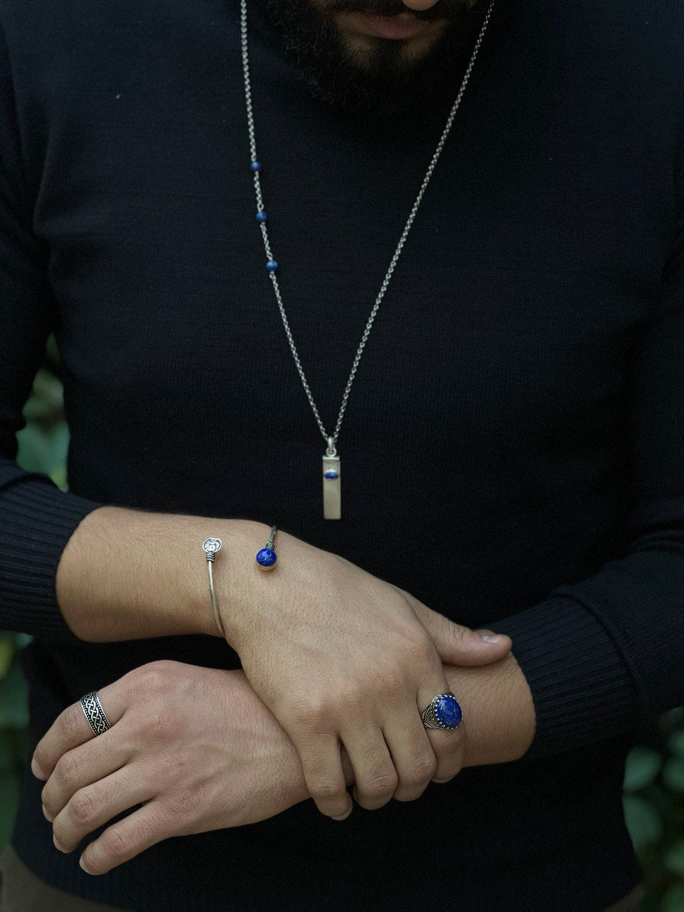 Necklace lapis lazuli stone chain