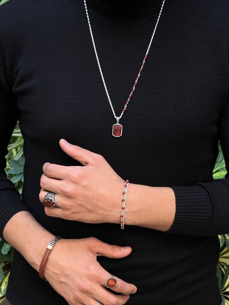 Agate stone chain and necklace
